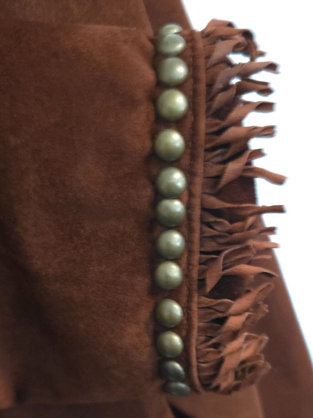 Double D Ranch Burgandy Brown Fringe Suede Leather Jacket - Woman's Size L - Picture 8 of 12